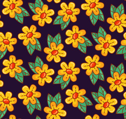 Yellow flowersseamless vector pattern