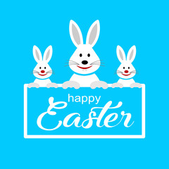 Obraz na płótnie Canvas Colorful Happy Easter greeting card with rabbit. 