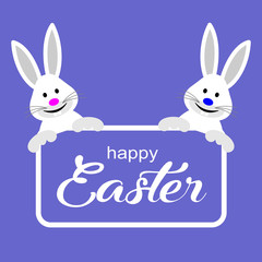 Colorful Happy Easter greeting card with rabbit. 