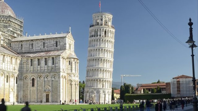 Leaning tower of Pisa seen in timelapse