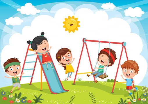 Vector Illustration Of Kids Playing