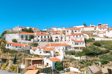 Fototapeta na wymiar Beautiful view of Azenhas do Mar, a tiny coastal town near Sintra, Lisbon. in Portugal.