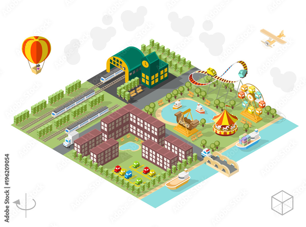 Aufkleber build your own city . set of isolated minimal city vector elements on white background