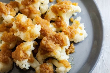 Vegetarian cooked cauliflower with bread crumb