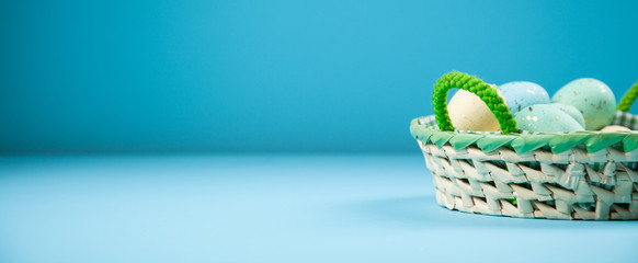 Easter eggs on blue background