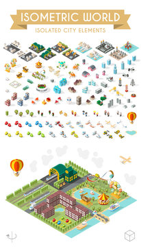 Build Your Own City . Set of Isolated Minimal City Vector Elements on White Background