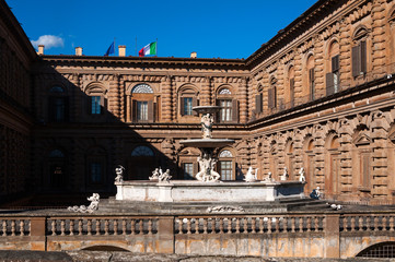 View of back facade of Palazzo Pitti in Florence, Italy
