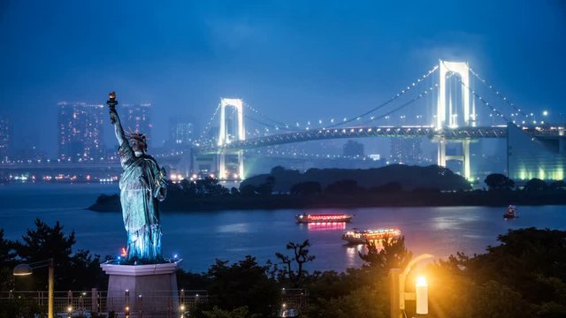 Timelapse of the beautiful sea view at Odaiba, Tokyo, Japan