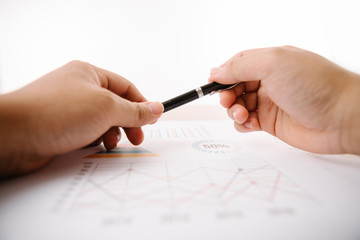 businessman hand working and business strategy as concept