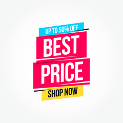 Best Price 50% Off Shop Now Advertisement Label