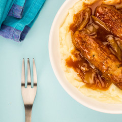 Sausage And Mashed Potatoes With Onion Gravy