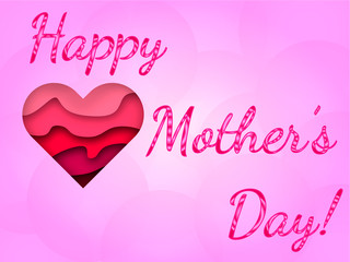 Fototapeta na wymiar Paper heart on pink background. Vector illustration on mother's day.