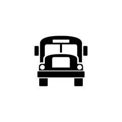 School Bus. Flat Vector Icon. Simple black symbol on white background