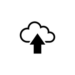Cloud Upload. Flat Vector Icon. Simple black symbol on white background