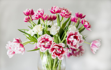 vase with double dutch tulips