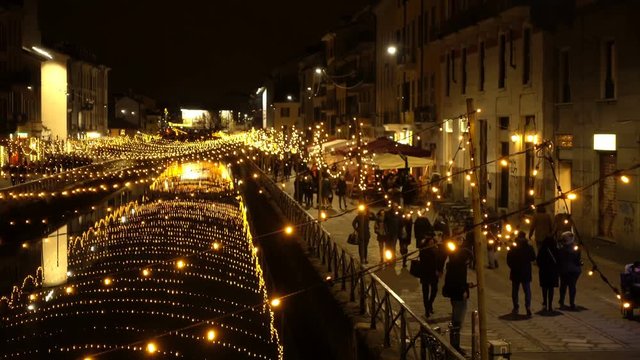  Romantic View of "Navigli" by Christmasnight-15 december 2017 Milan, Italy