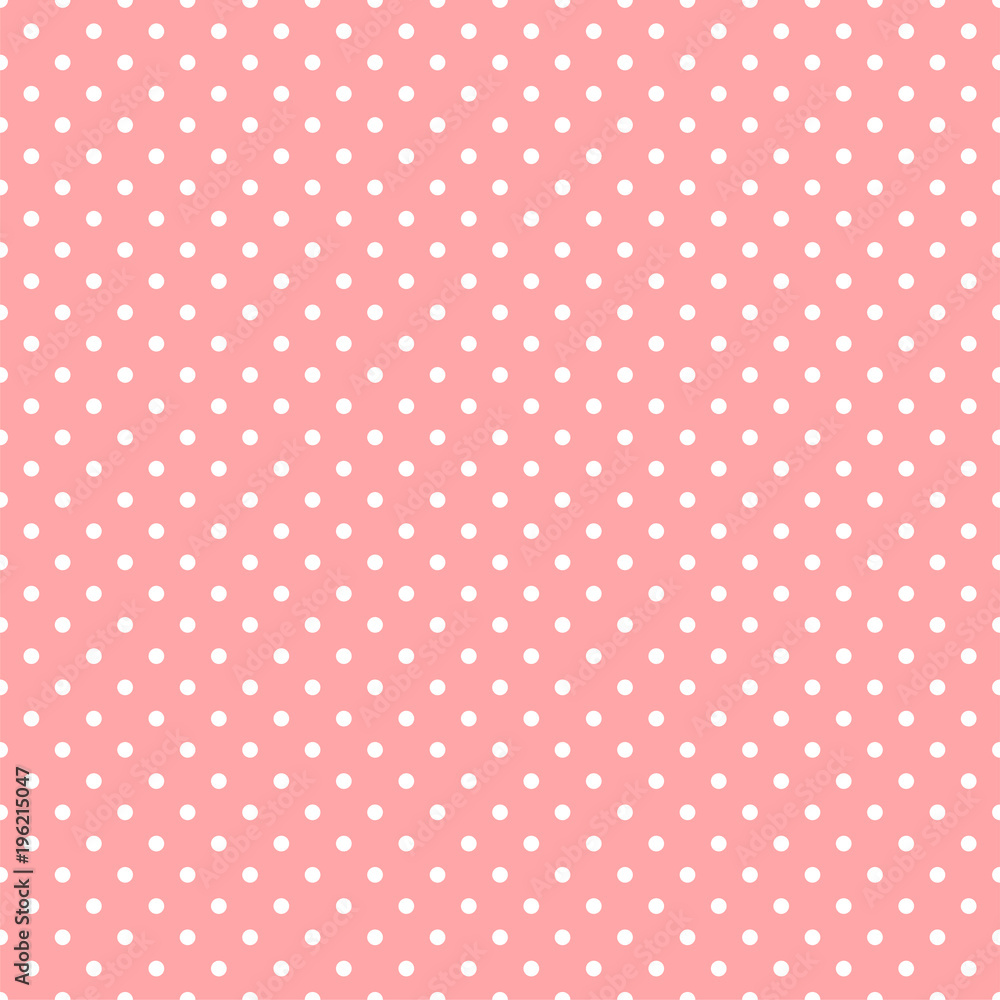 Wall mural white polka dots on pink background