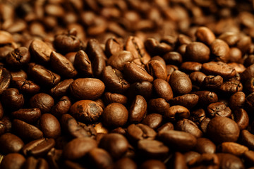 Coffee beans close-up. Beautiful saturated color