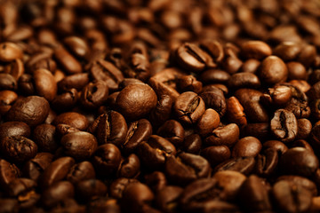 Coffee beans close-up. Beautiful saturated color