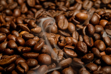 Coffee beans close-up. Beautiful saturated color