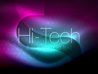 Glittering neon glowin wave, techno modern art abstract background, magical shiny template