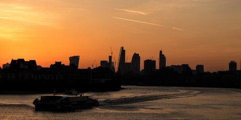 Boat on the Thames at Sunset