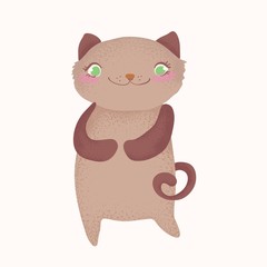 Cute and funny cartoon cat character, cartoon illustration