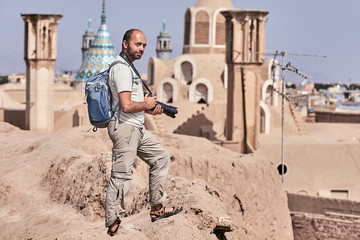 Solo traveler on a trip to Iran, Kashan ancient town.