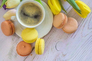 Coffee break with french macaroons