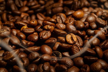 Coffee beans close-up. Beautiful saturated color