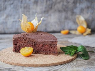 homemade biscuit cake with chocolate coconut cream