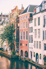 Fototapeta na wymiar Houses along the canal in Utrecht the Netherlands