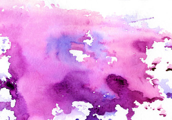 Abstract colorful watercolor stain and blots with splashes on white background. Grunge element for paper design