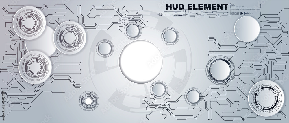 Fototapete grey white abstract technology background with various technology elements hi-tech communication con