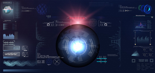 Futuristic VR Head-up Display Design. Sci-Fi Helmet HUD. Future Technology Display Design.