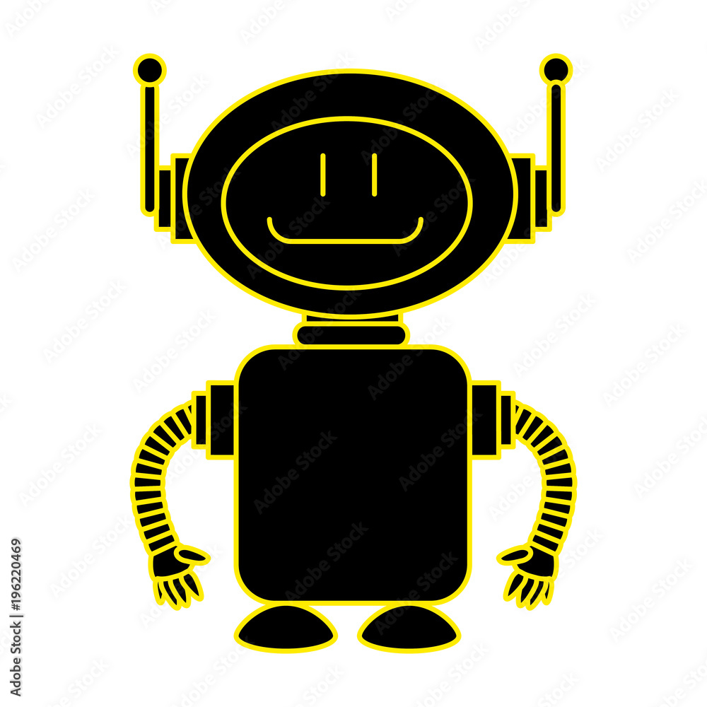 Poster technological robot character icon