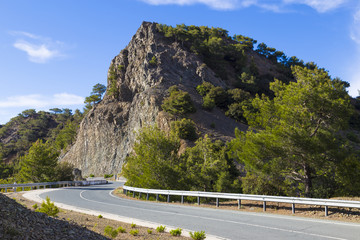 Mountain road serpentine. Troodos. Cyprus