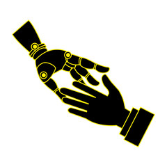 human hand and robot