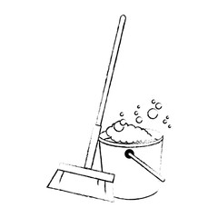 sweep broom with plastic bucket
