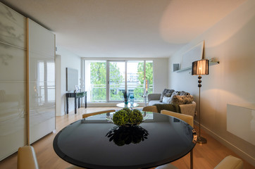 Modern dining room in a luxury apartment. Interior design.