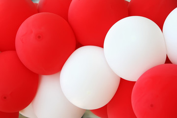 red and white balloons