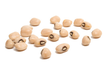 kidney beans black eye closeup with copy space on white background