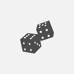 Vector game symbol of playing dice web vector line icon