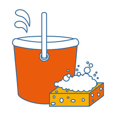 plastic bucket with sponge