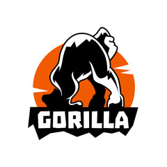 Gorilla Logo With Sun and Text
