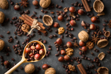 Copyspace background composition with  different nuts