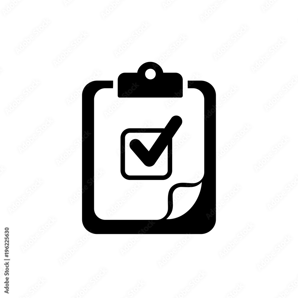 Sticker checklist - vector icon. clipboard checklist in trendy flat design