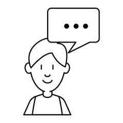 young man with speech bubble avatar character