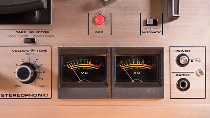 Vintage Reel to Reel tape recorder playing music 