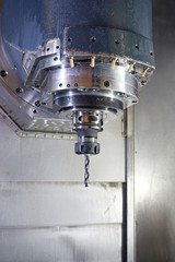 Drill on cnc lathe fixed on machining head on milling machine
